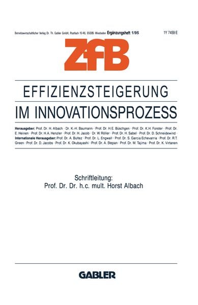 Effizienzsteigerung im Innovationsprozeß, Taschenbuch von Horst Albach, Betriebswirtschaftlicher Verlag Gabler, 9783322984326