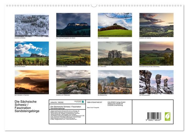 Produktbild: Die S&auml;chsische Schweiz / Faszination Sandsteingebirge (hochwertiger Premium Wandkalender 2026 DIN A2 quer), Kunstdruck in Hochglanz