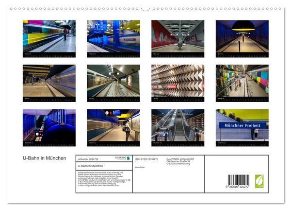Produktbild: U-Bahn in M&uuml;nchen (hochwertiger Premium Wandkalender 2026 DIN A2 quer), Kunstdruck in Hochglanz