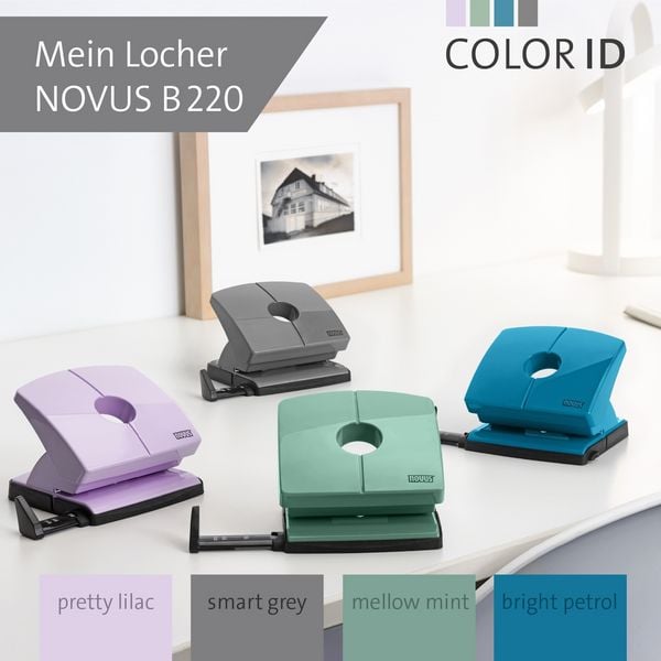 Produktbild: Novus Office 025-0656 B&uuml;rolocher B 220 COLOR ID 2.0 Grau 20 Bl. (80 g/m&sup2;)