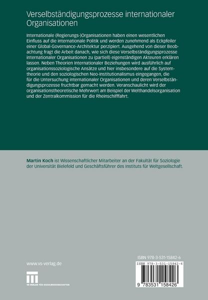 Produktbild: Verselbst&auml;ndigungsprozesse internationaler Organisationen