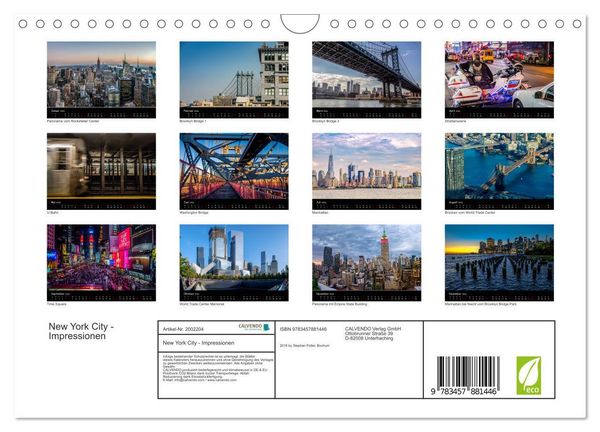 Produktbild: New York City - Impressionen (Wandkalender 2026 DIN A4 quer), CALVENDO Monatskalender
