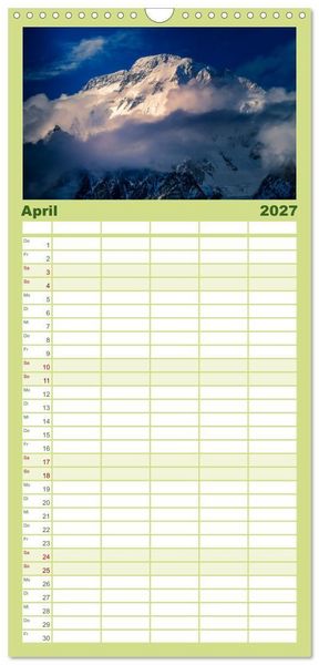 Produktbild: Familienplaner 2027 - Berge des Karakorum mit 5 Spalten (Wandkalender, 21 x 45 cm) CALVENDO