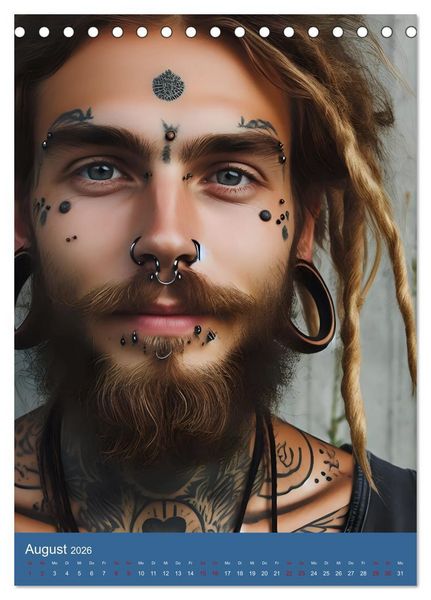 Produktbild: Tattoo und Piercing Men (Tischkalender 2026 DIN A5 hoch), CALVENDO Monatskalender