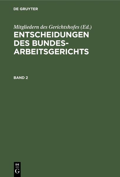Produktbild: Entscheidungen des Bundesarbeitsgerichts. Band 2