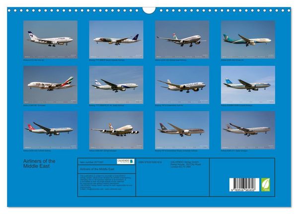 Produktbild: Airliners of the Middle East (Wall Calendar 2026 DIN A3 landscape), CALVENDO 12 Month Wall Calendar
