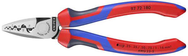 Knipex 97 72 180 Crimpzange Aderendhülsen 0.25 bis 16mm²