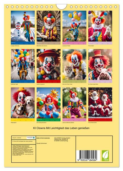 Produktbild: KI Clowns Mit Leichtigkeit das Leben genie&szlig;en (Wandkalender 2026 DIN A4 hoch), CALVENDO Monatskalender