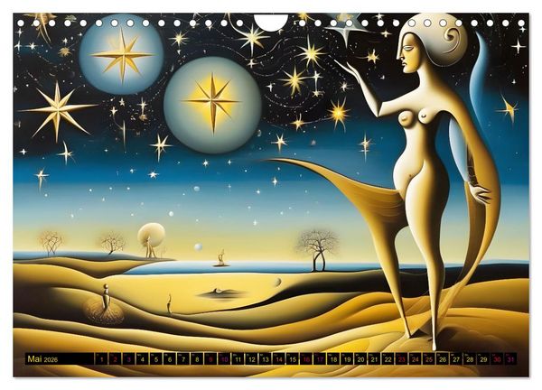 Produktbild: Erde, Sonne, Mond und Sterne Surrealistische Kunstwerke (Wandkalender 2026 DIN A4 quer), CALVENDO Monatskalender