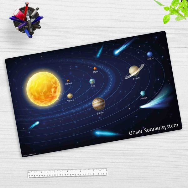 Produktbild: Cover-your-desk Schreibtischunterlage f&uuml;r Kinder und Erwachsene Unser Sonnensystem, aus hochwertigem Vinyl , 65 x 40 cm