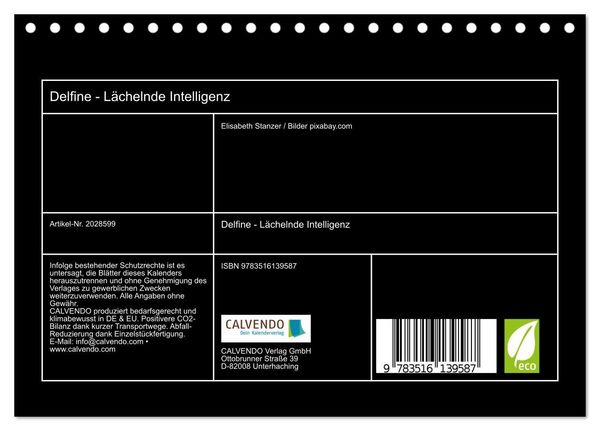 Produktbild: Delfine - L&auml;chelnde Intelligenz (Tischkalender 2026 DIN A5 quer), CALVENDO Monatskalender