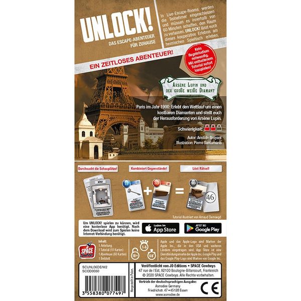 Produktbild: Unlock! - Arsene Lupin und der gro&szlig;e wei&szlig;e Diamant (Einzelsz.) Box6B (Spiel)