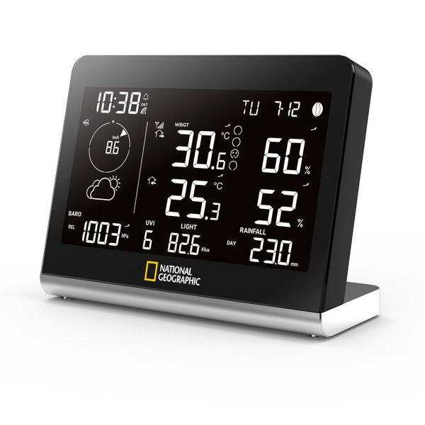 Produktbild: Bresser 14728 - NATIONAL GEOGRAPHIC Funkwetterstation SC mit 8-in-1-Au&szlig;ensensor und Farbwechsel