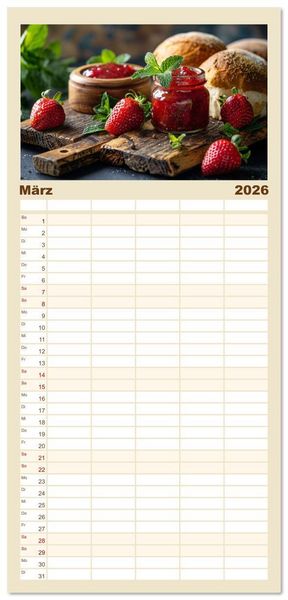Produktbild: Familienplaner 2026 - Ein Jahr im Paradies der Konfit&uuml;ren mit 5 Spalten (Wandkalender, 21 x 45 cm) CALVENDO