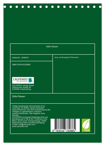 Produktbild: Stille Riesen (Tischkalender 2026 DIN A5 hoch), CALVENDO Monatskalender