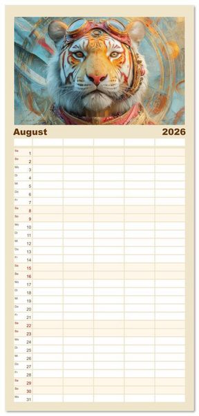 Produktbild: Familienplaner 2026 - Dieselpunk - Portraits von Menschen und Tieren mit 5 Spalten (Wandkalender, 21 x 45 cm) CALVENDO