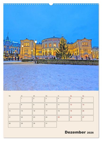 Produktbild: Winterliches Oslo - Terminplaner (Wandkalender 2026 DIN A2 hoch), CALVENDO Monatskalender
