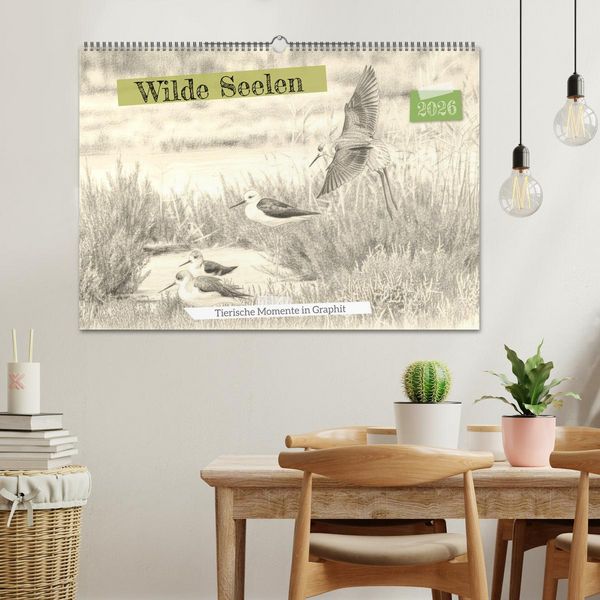 Produktbild: Wilde Seelen - Tierische Momente in Graphit (Wandkalender 2026 DIN A2 quer), CALVENDO Monatskalender