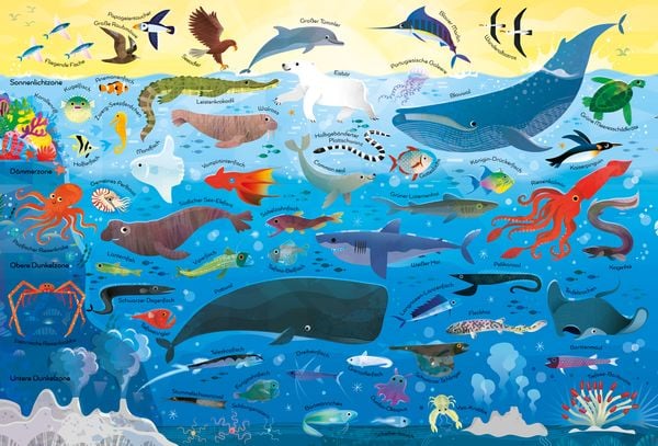 Puzzle & Buch: Tiere im Ozean