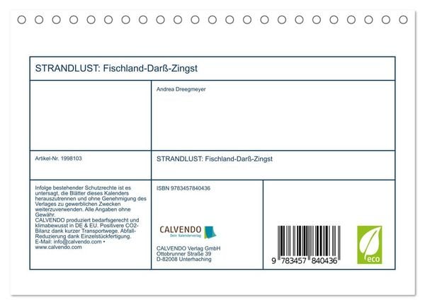 Produktbild: STRANDLUST: Fischland-Dar&szlig;-Zingst (Tischkalender 2026 DIN A5 quer), CALVENDO Monatskalender