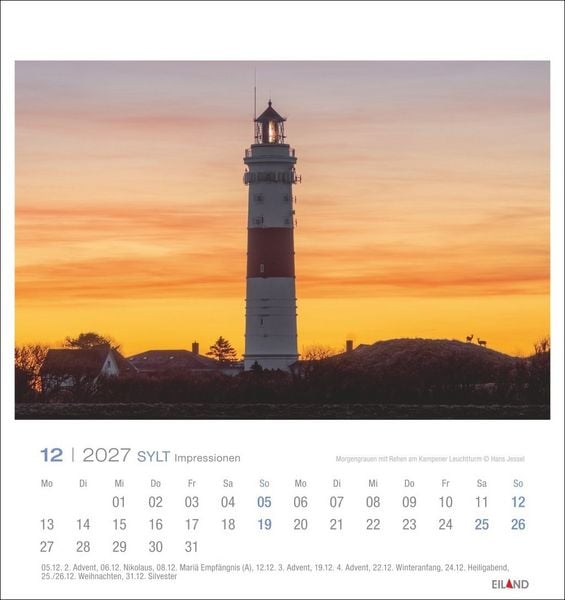 Produktbild: Sylt Impressionen Postkartenkalender 2027