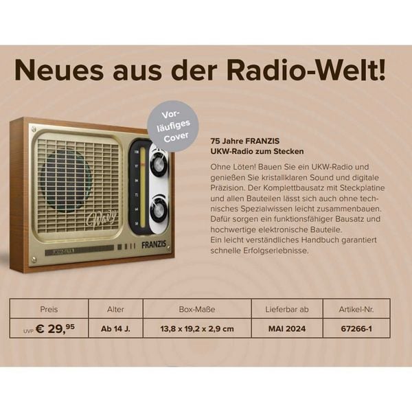Produktbild: FRANZIS 67226 - UKW-Radio-Bausatz