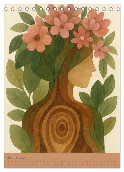 Produktbild: Verwurzelte Tr&auml;ume - Poetische Frauenportr&auml;ts voller Natur und Symbolik (Tischkalender 2027 DIN A5 hoch), CALVENDO Monatskalender