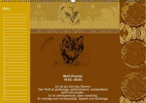 Produktbild: Indianisches Horoskop / Geburtstagskalender (Wandkalender immerw&auml;hrend DIN A2 quer)
