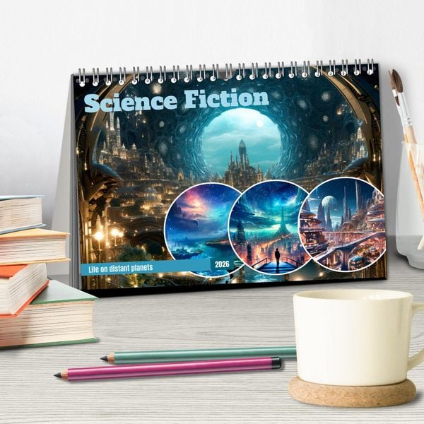 Produktbild: SCIENCE FICTION Life on distant planets (Desk Calendar 2026 DIN A5 landscape), CALVENDO 12 Month DeskCalendar