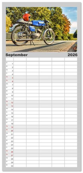 Produktbild: Familienplaner 2026 - Bella Macchina mit 5 Spalten (Wandkalender, 21 x 45 cm) CALVENDO
