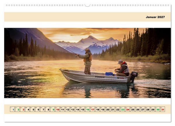 Produktbild: Alaska - Angeln auf Lachs - Panorama (hochwertiger Premium Wandkalender 2027 DIN A2 quer), Kunstdruck in Hochglanz