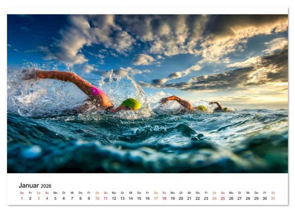 Produktbild: Triathlon - Grenzen verschieben (hochwertiger Premium Wandkalender 2026 DIN A2 quer), Kunstdruck in Hochglanz
