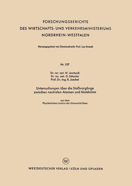 Produktbild: Untersuchungen &uuml;ber die Sto&szlig;vorg&auml;nge zwischen neutralen Atomen und Molek&uuml;len