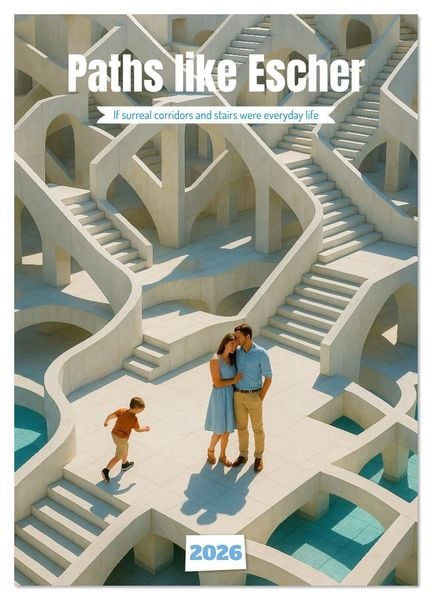 Paths like Escher (Wall Calendar 2026 DIN A3 portrait), CALVENDO 12 Month Wall Calendar