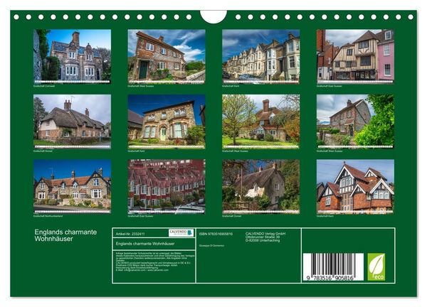 Produktbild: Englands charmante Wohnh&auml;user (Wandkalender 2027 DIN A4 quer), CALVENDO Monatskalender