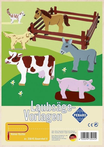 PEBARO 350/4S - Laubsägevorlage Bauernhof II, 4 Platten, Größe DIN A4.