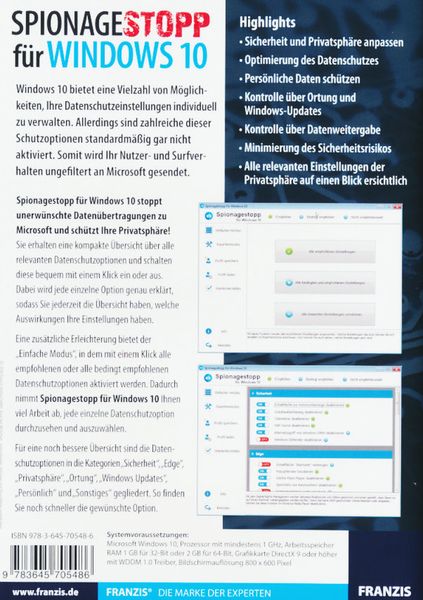 Produktbild: Spionagestopp für Windows 10