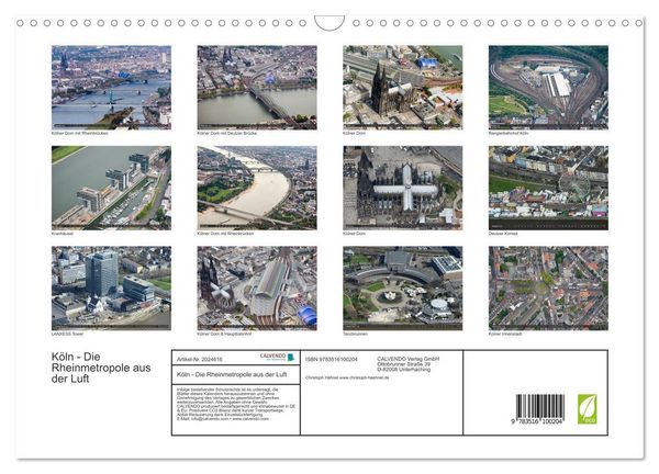Produktbild: K&ouml;ln - Die Rheinmetropole aus der Luft (Wandkalender 2026 DIN A3 quer), CALVENDO Monatskalender