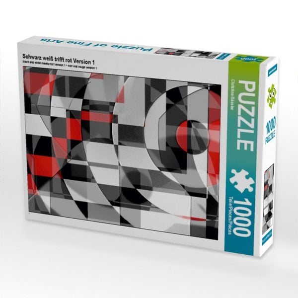 CALVENDO Puzzle Schwarz weiß trifft rot Version 1 | 1000 Teile Lege-Größe 64x48cm Foto-Puzzle für glückliche Stunden