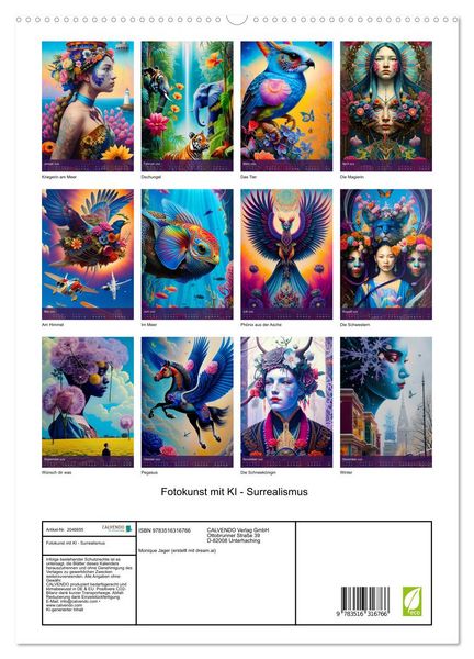 Produktbild: Fotokunst mit KI - Surrealismus (hochwertiger Premium Wandkalender 2026 DIN A2 hoch), Kunstdruck in Hochglanz