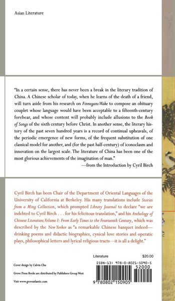 Produktbild: Anthology of Chinese Literature