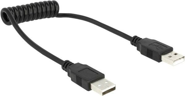 Delock USB-Kabel USB 2.0 USB-A Stecker, USB-A Stecker 0.60m Schwarz Spiralkabel 1937078