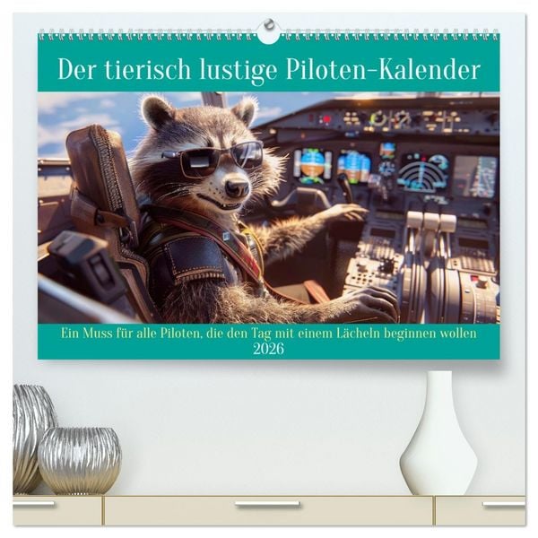 Produktbild: Der tierisch lustige Piloten-Kalender (hochwertiger Premium Wandkalender 2026 DIN A2 quer), Kunstdruck in Hochglanz