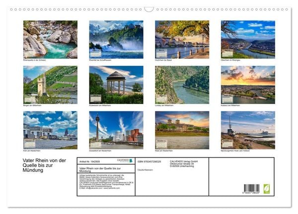 Produktbild: Vater Rhein von der Quelle bis zur M&uuml;ndung (Wandkalender 2026 DIN A2 quer), CALVENDO Monatskalender
