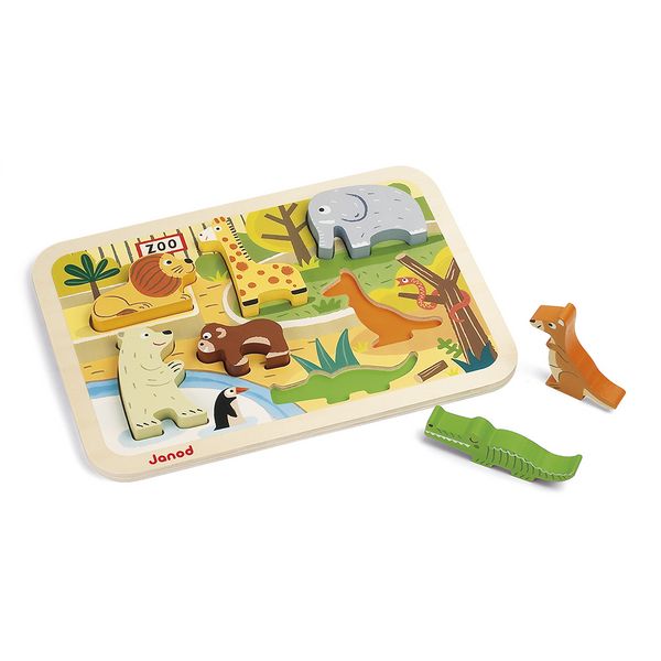 Produktbild: Zoo-Abenteuer: 7-teiliges Holzfiguren-Puzzle zum Greifen und Spielen