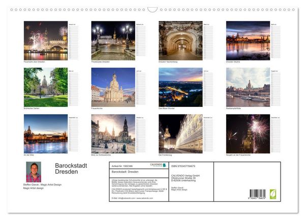 Produktbild: Barockstadt Dresden (Wandkalender 2026 DIN A2 quer), CALVENDO Monatskalender