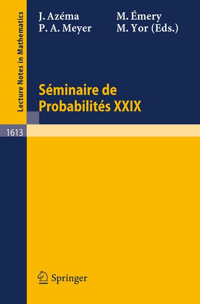 Produktbild: Seminaire de Probabilites XXIX
