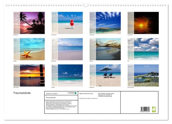 Produktbild: Traumstr&auml;nde (Wandkalender 2026 DIN A2 quer), CALVENDO Monatskalender