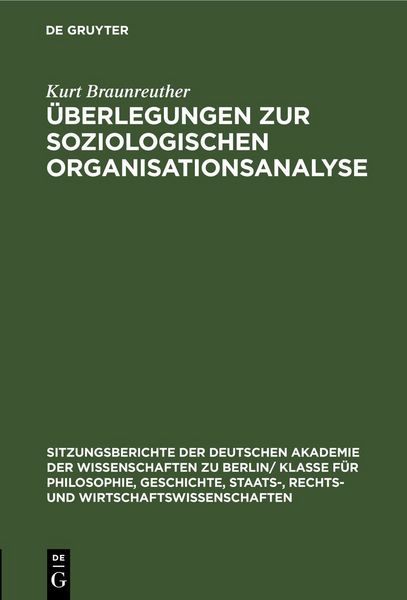 Produktbild: &Uuml;berlegungen zur soziologischen Organisationsanalyse