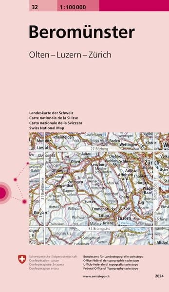 Produktbild: Swisstopo 1 : 100 000 Berom&uuml;nster